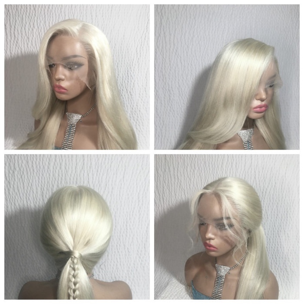 Realistic Pale Blonde Human Hair Lace Wig 24 inches - Picture 10 of 15